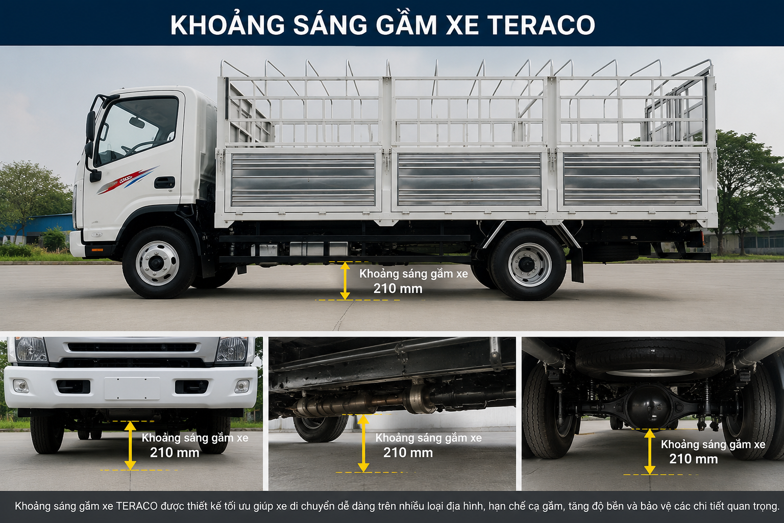 Khoảng sáng gầm xe TERACO là gì? Vì sao đây là thông số quan trọng khi chọn xe tải?