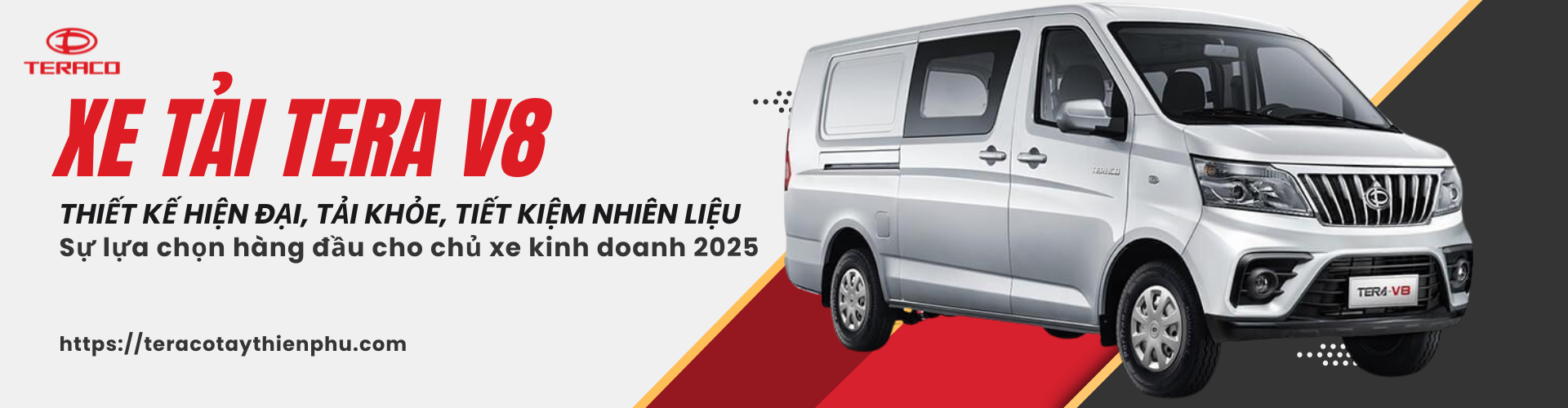 Xe tải Tera V8 – Thiết kế hiện đại, tải khỏe, tiết kiệm nhiên liệu